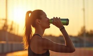 Atleta hidratándose con nutrición deportiva